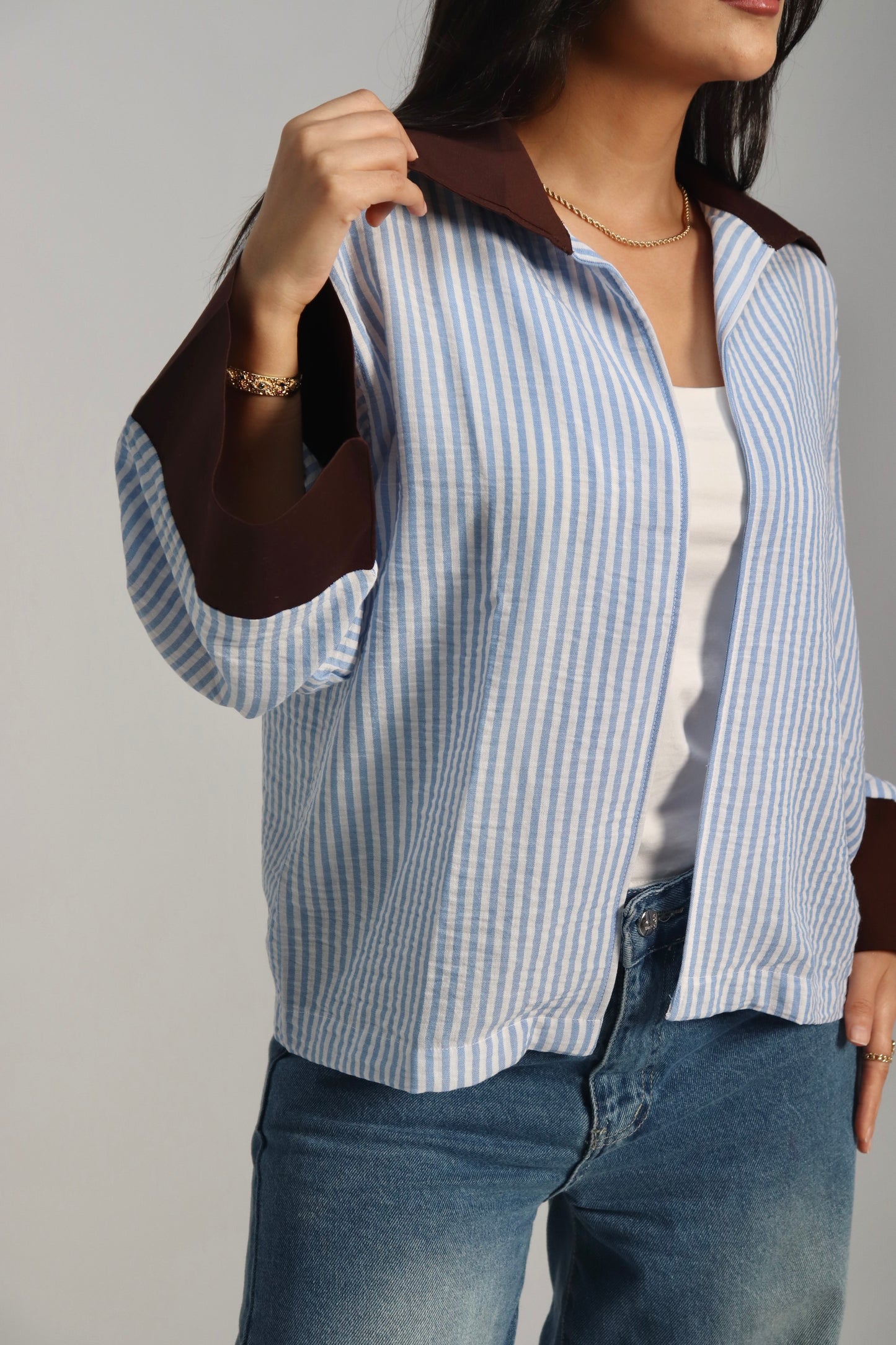 STRIPED X BROWN SHIRT