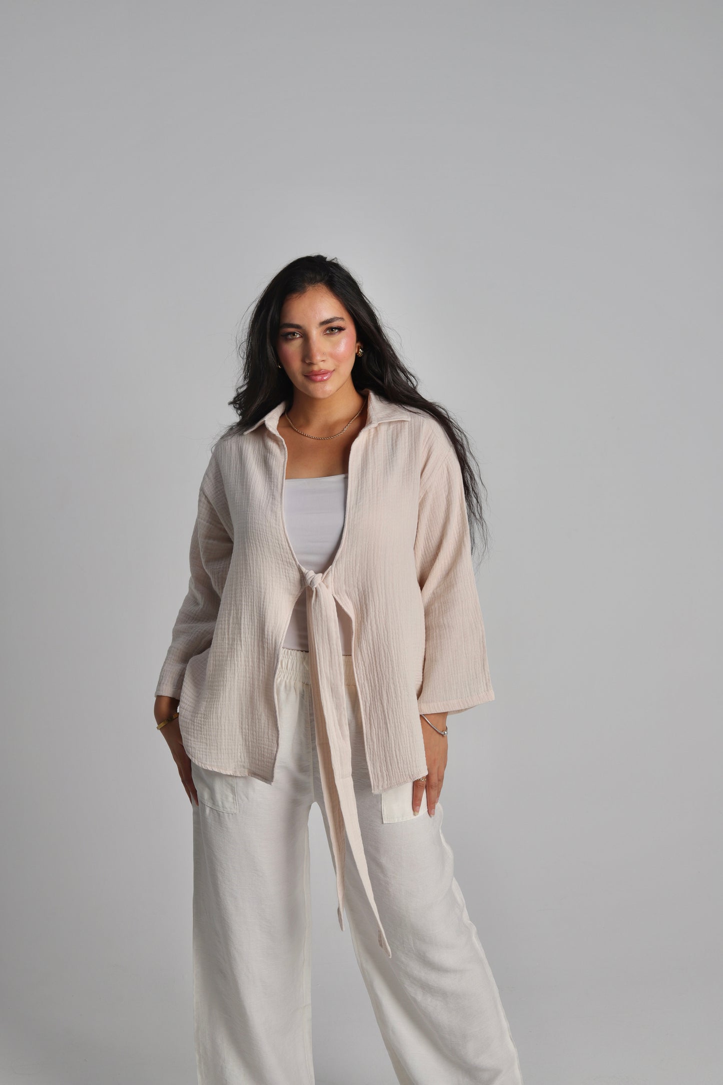 Creamy Tie Shirt