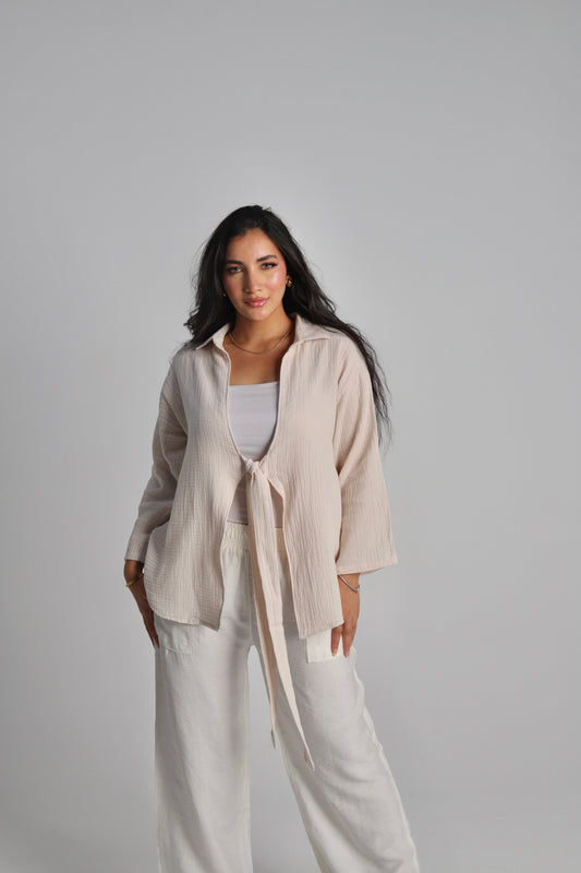 Creamy Tie Shirt