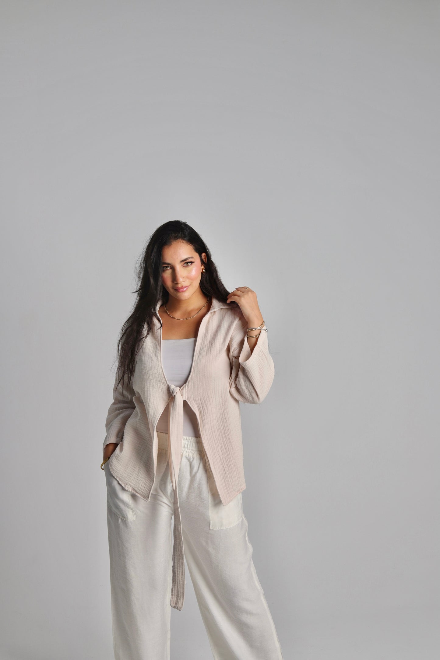 Creamy Tie Shirt