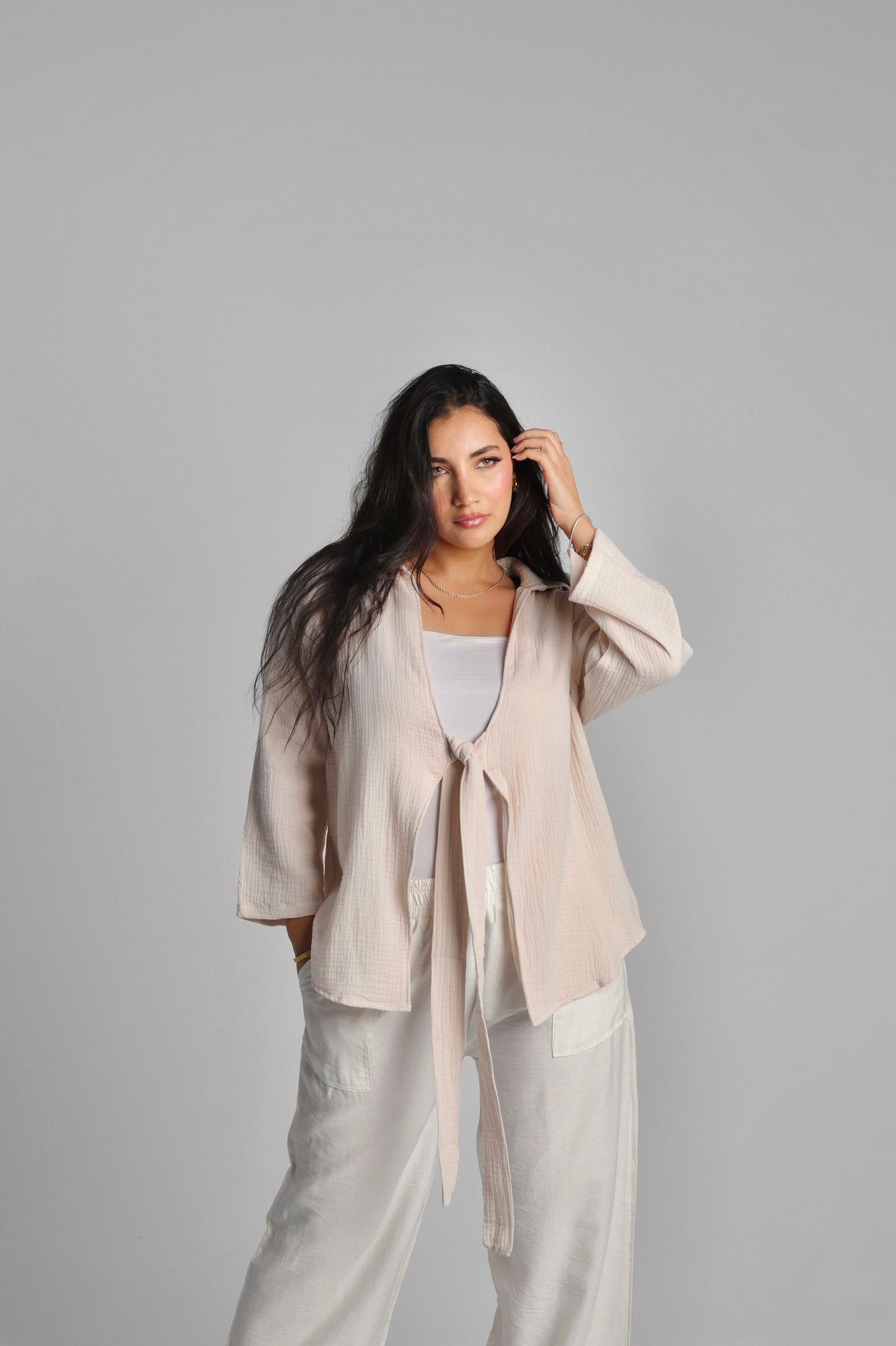 Creamy Tie Shirt