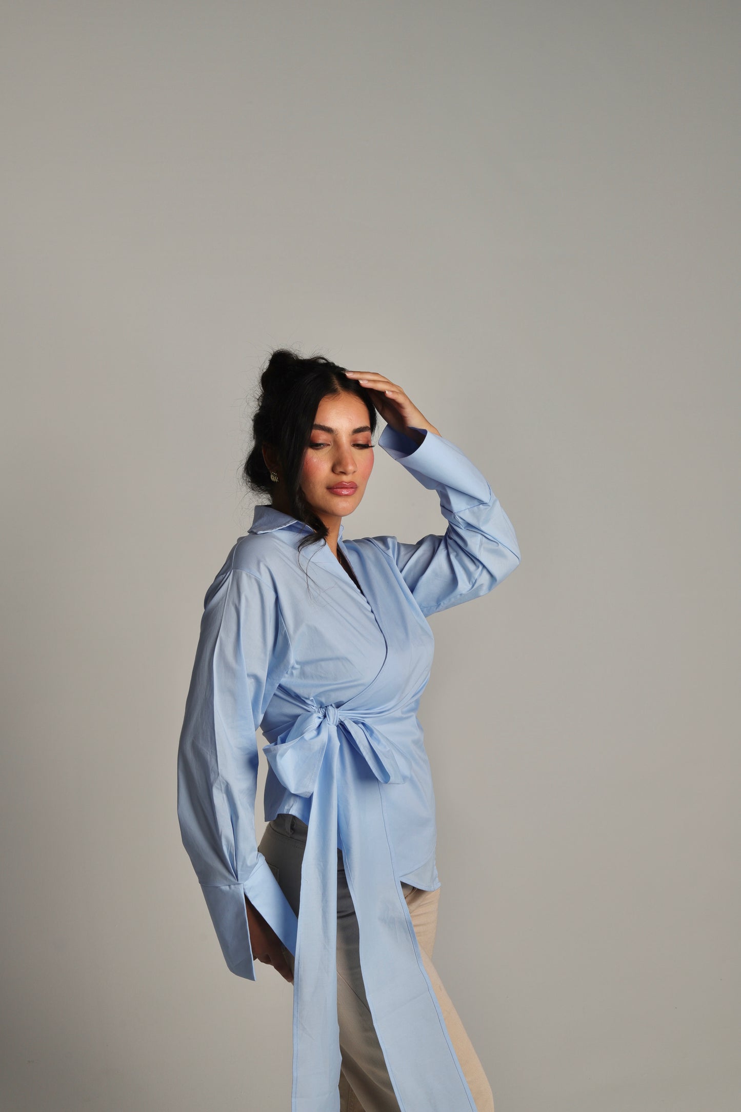 Skylene Wrap Shirt - in Baby Blue