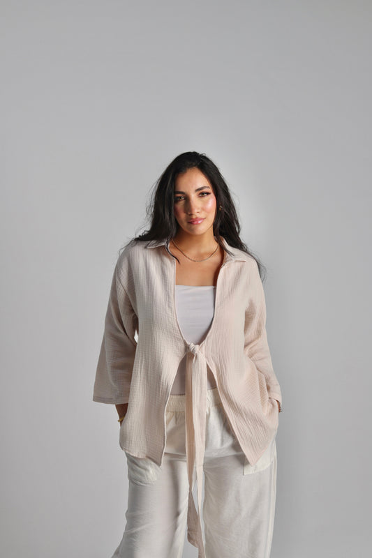 Creamy Tie Shirt
