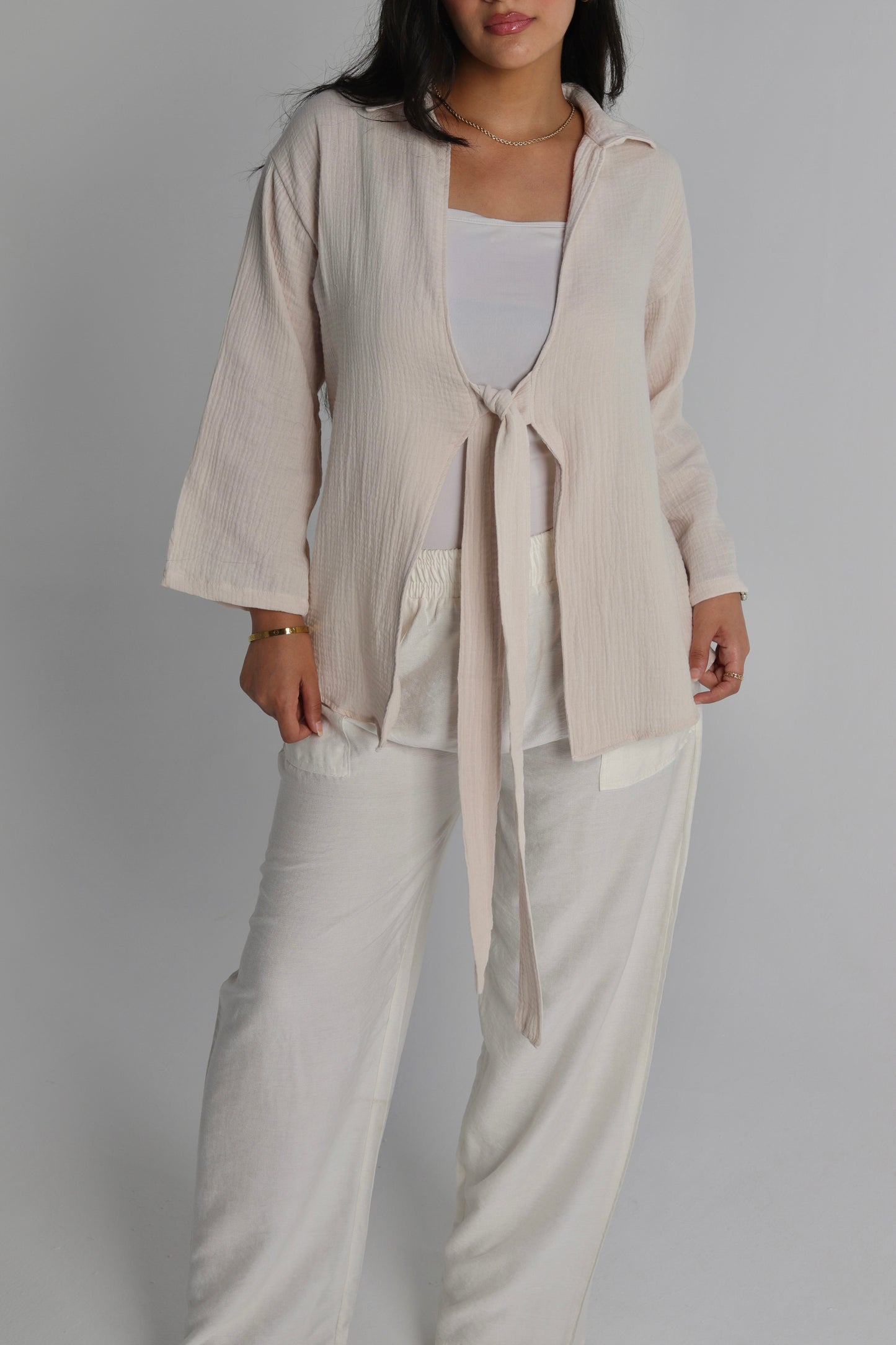 Creamy Tie Shirt