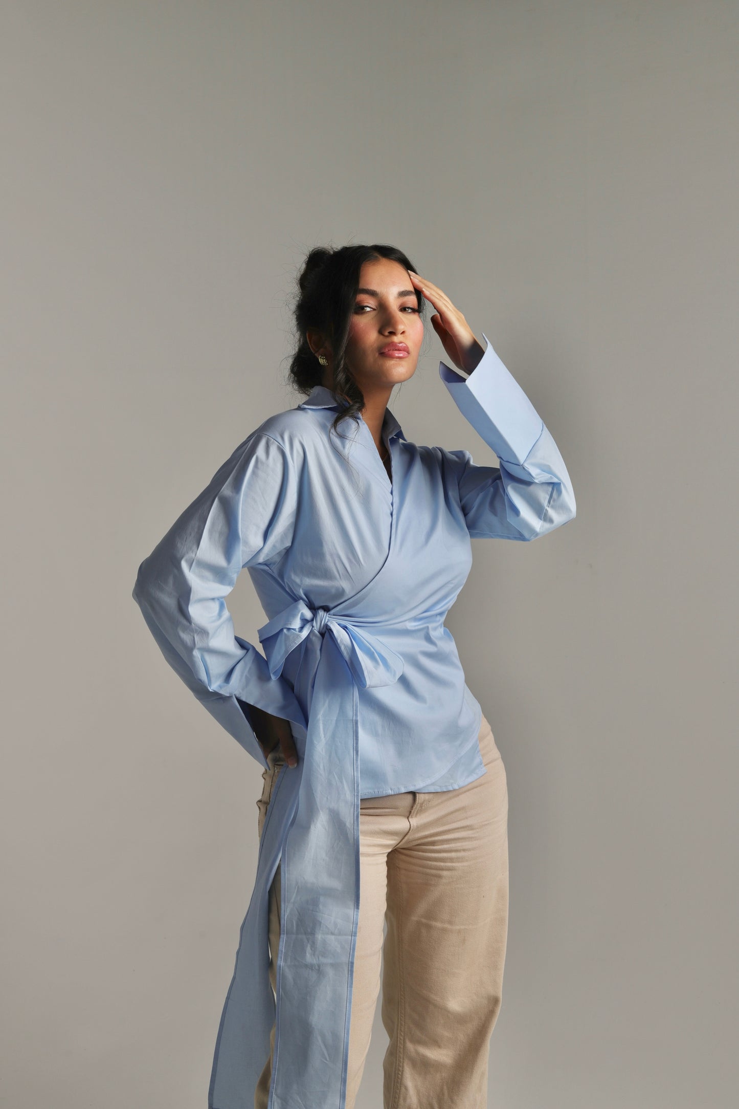 Skylene Wrap Shirt - in Baby Blue