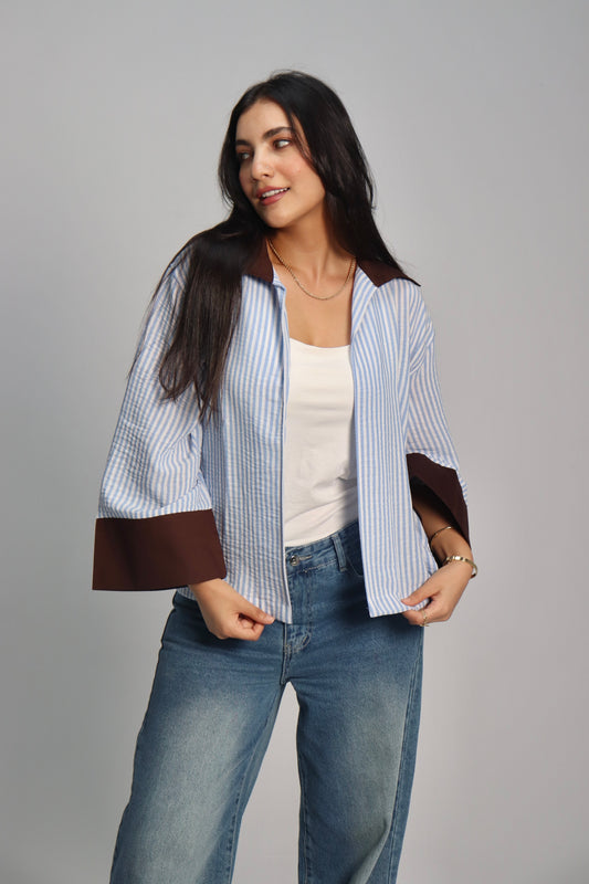 STRIPED X BROWN SHIRT