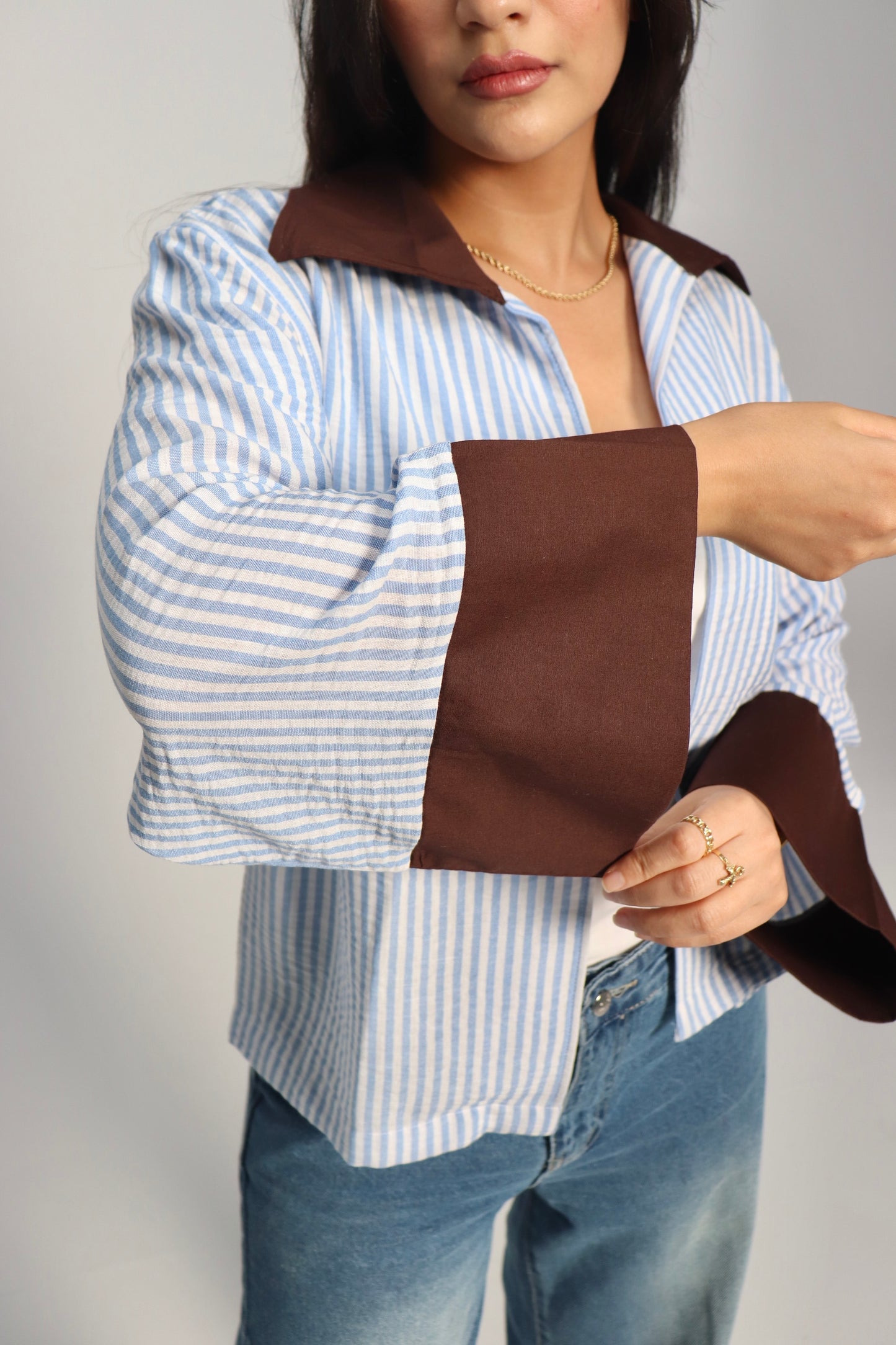 STRIPED X BROWN SHIRT
