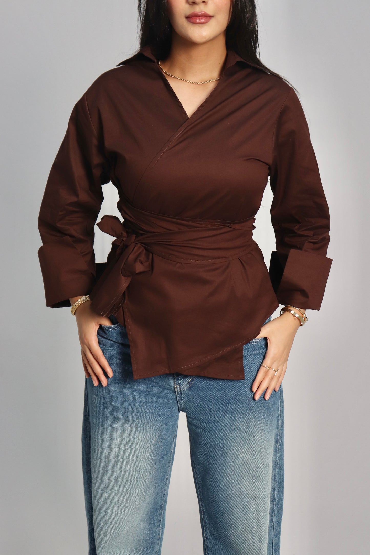Dark Brown Wrapped shirt