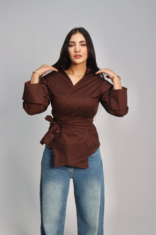 Dark Brown Wrapped shirt