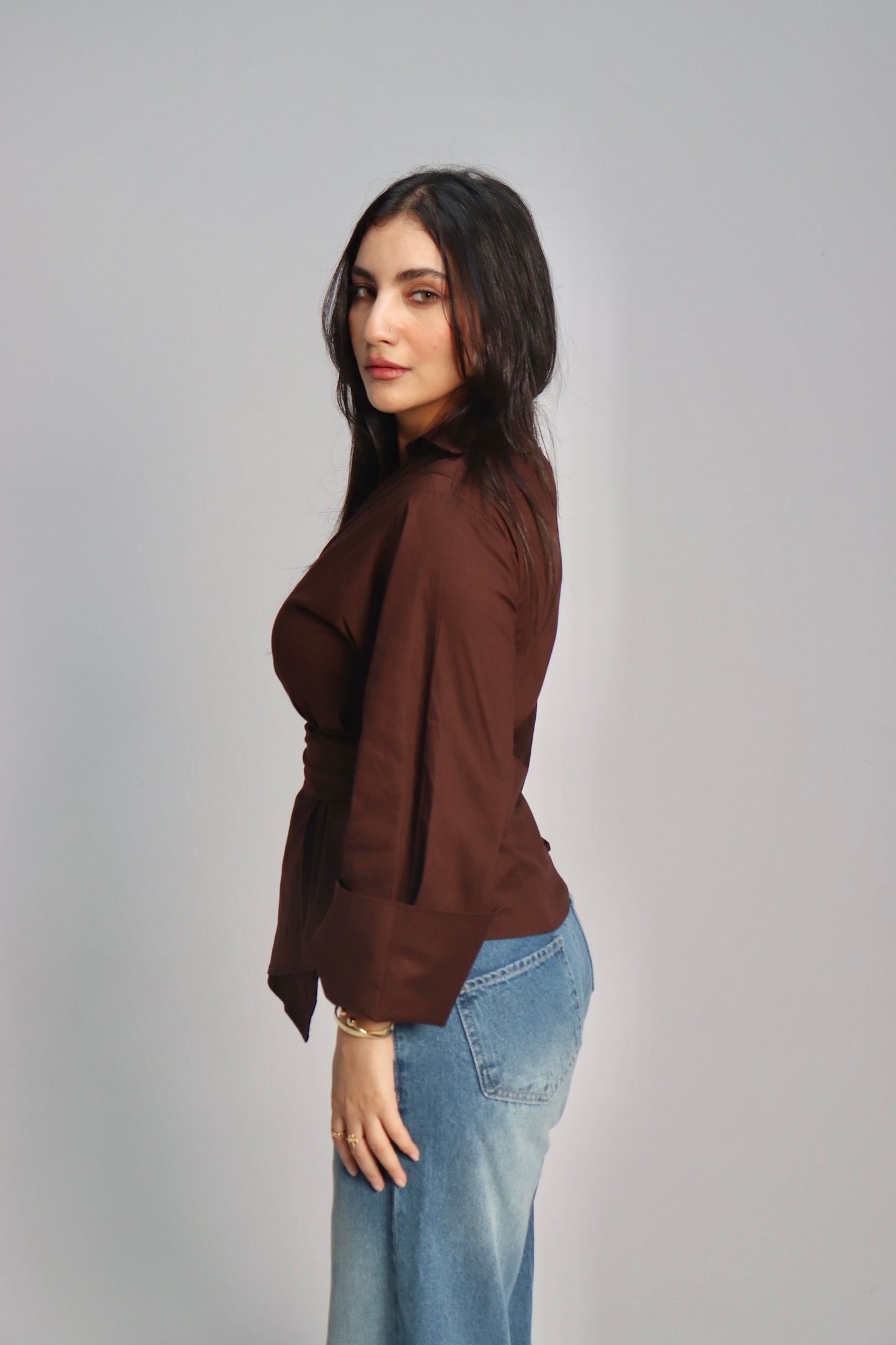 Dark Brown Wrapped shirt